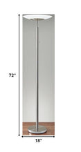 Brushed Steel Metal Thick Pole With Wide Disc Shade Torchiere Floor Lamp