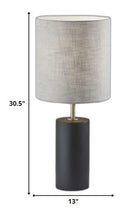 Black Wood Circular Block Table Lamp