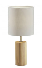 Black Wood Circular Block Table Lamp