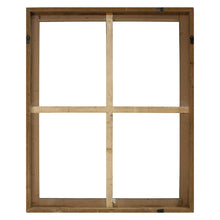 Walnut Wood Windowpane Wall Decor With Metal Hinges