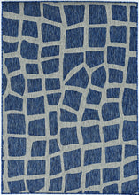 5' X 8' Blue Or Grey Abstract Panels Area Rug