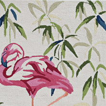 7' Ivory Pink Hand Hooked Flamingo Indoor Runner Rug