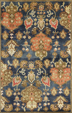 8'X11' Navy Blue Hand Tufted Traditional Floral Indoor Area Rug