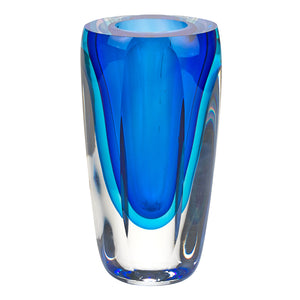 6 Mouth Blown Blue Art Glass Vase