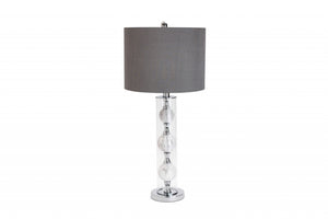 Set Of Two Metal 3 Ball Glass Table Lamps