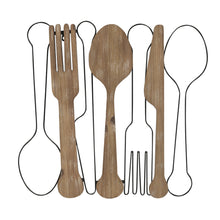Kitchen Utensils Wall Decor With Metal Outlines