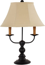26" Black Metal Three Light Standard Table Lamp With White Shade