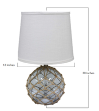 20" Clear Glass Bedside Table Lamp With White Tapered Drum Shade
