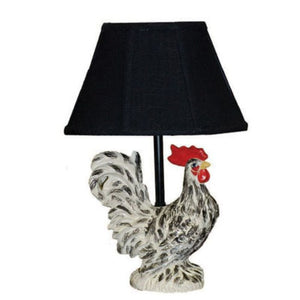 13" Rustic Farmhouse Rooster Accent Lamp With Black Shade