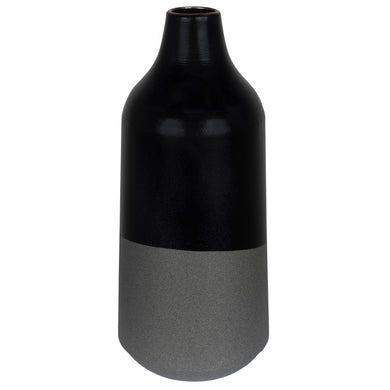 Dora Tall Cement Gray And Black Dipped Vase