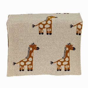 Ivory Giraffe Knitted Baby Blanket