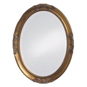 Oval Antique Gold Finish Mirror With Beaded Textured Frame