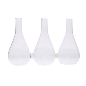 Trio Set Of Three Joined Glass Posy Vases