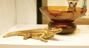 Golden Crocodile Brass Finish Sculpture