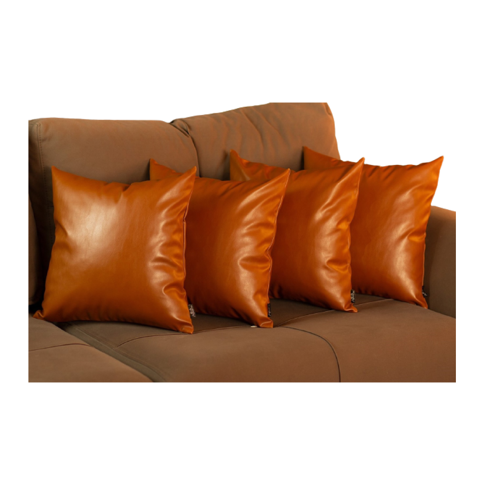 Set Of 4 Brown Faux Leather 17