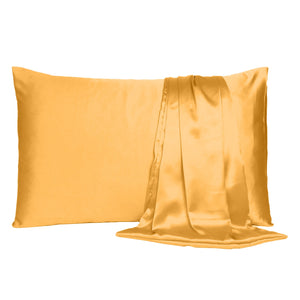 Apricot Dreamy Set Of 2 Silky Satin King Pillowcases
