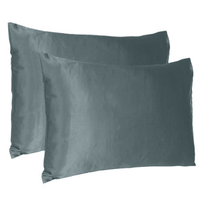 Gray Dreamy Set Of 2 Silky Satin Queen Pillowcases