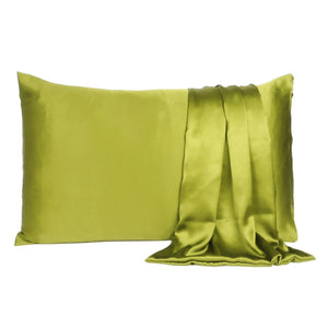 Lemongrass Dreamy Set Of 2 Silky Satin Queen Pillowcases