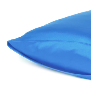 Bright Blue Dreamy Set Of 2 Silky Satin Queen Pillowcases
