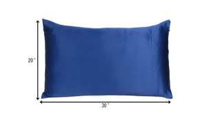 Navy Blue Dreamy Set Of 2 Silky Satin Queen Pillowcases