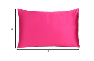 Fuchsia Dreamy Set Of 2 Silky Satin Queen Pillowcases