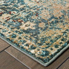 4’ X 6’ Sand And Blue Distressed Indoor Area Rug