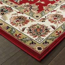 6' X 9' Red Ivory Machine Woven Floral Oriental Indoor Area Rug