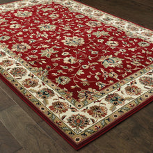 6' X 9' Red Ivory Machine Woven Floral Oriental Indoor Area Rug