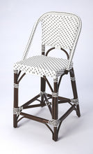 41" White And Dark Brown Rattan Bar Chair With Footrest