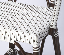 41" White And Dark Brown Rattan Bar Chair With Footrest