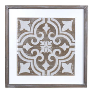 Wooden Gray And Beige Geometric Tile Wall Plaque