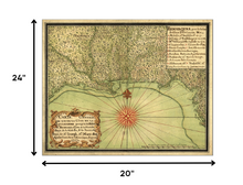 24" X 30" C1747 Map Of The Gulf Coast Vintage  Poster Wall Art