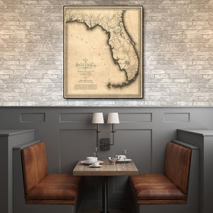 24" X 28" C1823 Early Map Of Florida  Vintage  Poster Wall Art