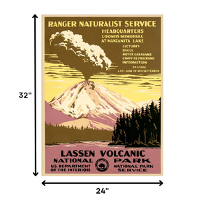 24" X 32" Lassen Volcanic National Park Vintage Travel Poster Wall Art