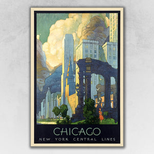 36" X 54" Vintage 1929 Chicago Michigan Ave Travel Poster Wall Art - Buy JJ's Stuff