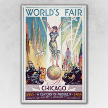 Vintage 1933 Chicago Worlds Fair Unframed Print Wall Art
