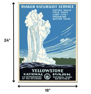 36" x 48" Yellowstone National Park c1938 Vintage Travel Poster Wall Art