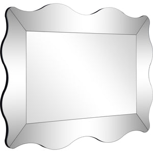 35" Mirrored Accent Mirror Wall Mounted With Glass Frame