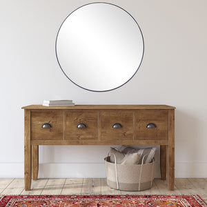 32" Painted Round Accent Mirror Wall Mounted With Metal Frame