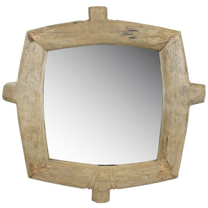Natural Wooden Square Wall Mirror