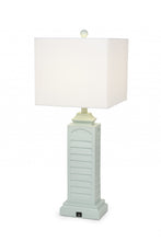 Set of 2 Light Teal Louver Base Table Lamps with USB