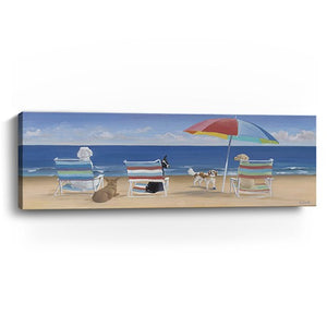 30" x 10" Dogs Perfect Beach Day Canvas Wall Art