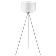 63" Chrome Tripod Floor Lamp With White Drum Shade