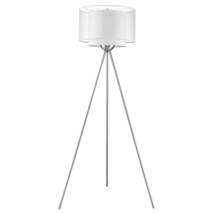 63" Chrome Tripod Floor Lamp With White Drum Shade