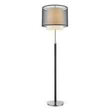 62" Chrome Traditional Shaped Floor Lamp With Black And White Drum Shade