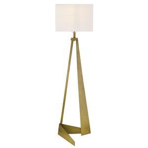 60" Brass Traditional Shaped Floor Lamp With White Novelty Shade