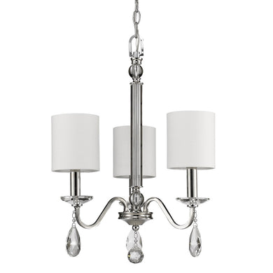 Lily 3-Light Polished Nickel Chandelier With Fabric Shades And Crystal Accents