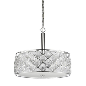 Isabella 4-Light Polished Nickel Drum Pendant With Crystal Accents