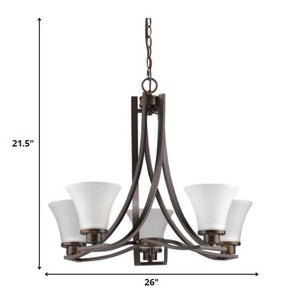 Mia 5-Light Oil-Rubbed Bronze Chandelier With Etched Glass Shades