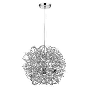 Mingle 3-Light Polished Chrome Pendant With Faceted Chrome Aluminum Wire Shade